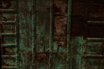 texture of old iron and wood green color