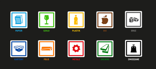 segregation of garbage different factions - icon set - 321302666