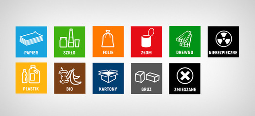 segregation of garbage different factions - icon set - 321302685