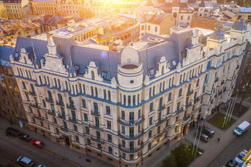 Art Nouveau Building Facade Designed By Mikhail Eisenstein On Alberta Street, Jugendstil Style In...