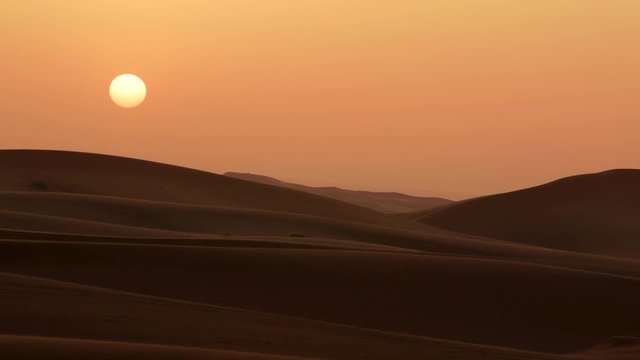 Sunrise desert in morocco, sand dunes in Sahara desert at sunrise 4k footage