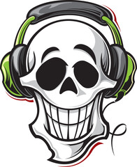skull with headphones
