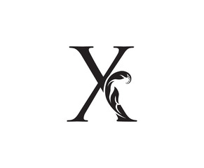 Classic X Letter Swirl Logo. Black X With Classy Leaves Shape design perfect for Boutique, Jewelry, Beauty Salon, Cosmetics, Spa, Hotel and Restaurant Logo. 