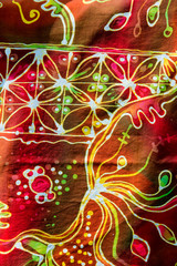 Texture background image, Silk fabric with abstract pattern. Colorful silk fabric close-up. Photo of silk fabric. Textile design. Painting fabrics