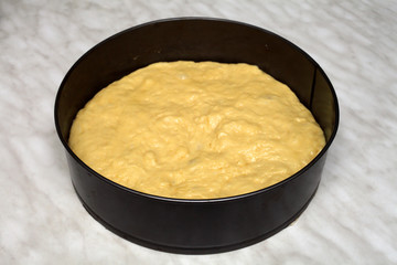 Stages of making homemade yeast dough pie