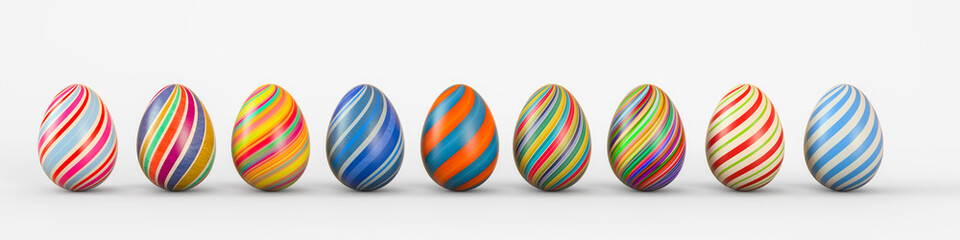 Fototapeta na wymiar Set of realistic eggs on white background. 3D rendering illustration.