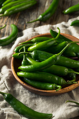 Raw Green Organic Serrano Peppers