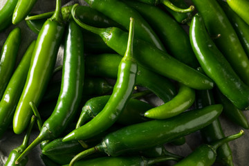 Raw Green Organic Serrano Peppers