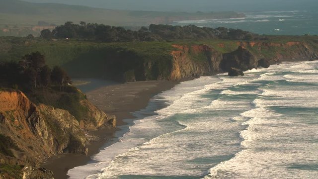 Ocean cliffs bluffs during golden hour / shoreline
