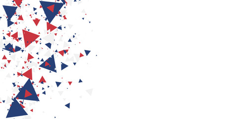 Fototapeta premium White background with red blue america color geometric triangle. Abstract background vector illustration with copy space.