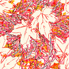 Maple leaves, floral seamless pattern.
