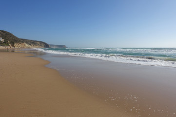 Fototapeta na wymiar The beach at Salema on the Algarve in winter