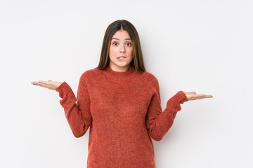 Young caucasian woman posing isolated