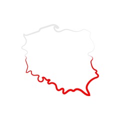 Poland coloring the contour map. Vector background. Outline