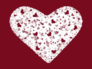 Abstract heart shape with a backdrop of red hearts on red for Valentines Day.