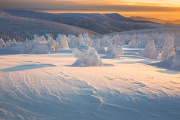 Winter in Jeseniky Mountains in Czech Republic. A huge amounts of snow in photography.