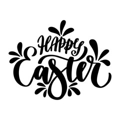 Happy Easter. Hand drawn lettering phrase.
