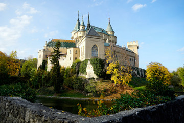 Obraz premium Castle in Bojnice, Slovakia in the autumn of 2019.
