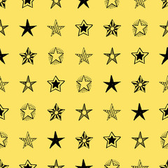 Seamless doodle hand drawn stars