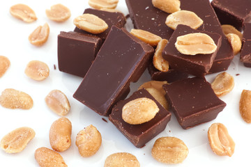 Broken dark chocolate and salted peanuts. Dairy free and gluten free.