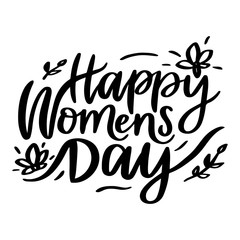 Obraz premium Happy women's day. 8 march. Hand drawn lettering phrase.