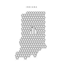 Indiana real estate property map. Icons of houses in the shape of a map of Indiana. Vector illustration