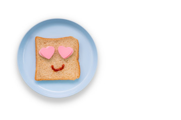 The bread was decorated to show a sense of love, have clipping path. 