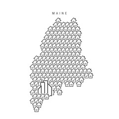 Maine real estate property map. Icons of houses in the shape of a map of Maine. Vector illustration