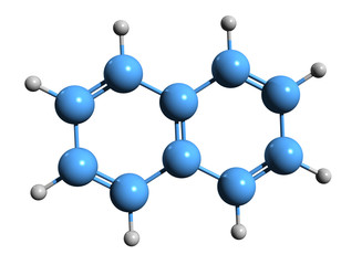 Obraz premium 3D image of naphthalene skeletal formula - molecular chemical structure of white tar isolated on white background