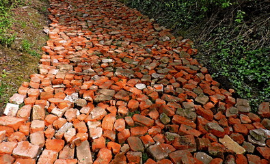 old bricks painting road