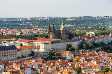 Fototapeta na wymiar Aerial view of Prague Czech Republic from Petrin Hill observation Tower.