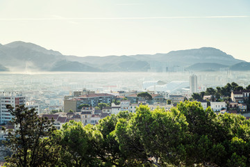 Beautiful view of Marseille from above on a bright sunny day.