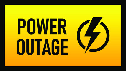 Power outage warning. Yellow and black. Electricity triangle sign.