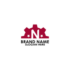 logo letter n contruction vector design