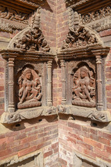 Artwork of the temple at Durban square on Patan near Kathmandu, Nepal