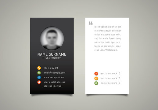 Modern Business Card Layout with Profile Photo Placeholder