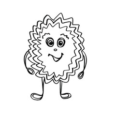  Vector illustration.Close-up cartoon character on white isolated background.Design for covers, coloring books, print clothes.