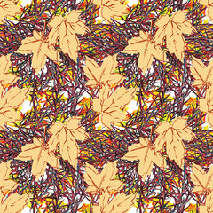Maple leaves, floral seamless pattern.
