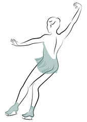 Skater skates on ice. The girl is beautiful and slender. Lady athlete, figure skater. Vector illustration.