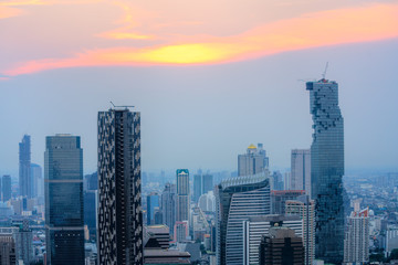 Bangkok skyline, with the Mahanakhon, Bangkok tallest building. Thailand	