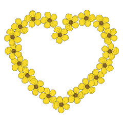 Heart frame of flowers buttercup for your design.