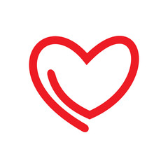 red color line love hearth logo design