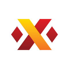 red color letter x logo design