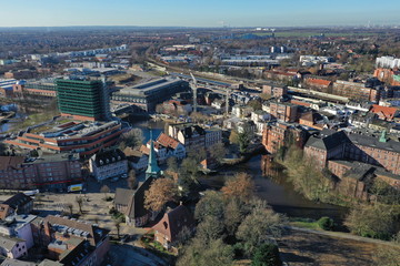 Obraz premium Bergedorf in Hamburg, Innenstadt aus der Luft