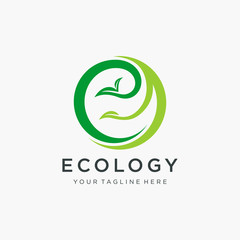 abstract Letter E A logo design with leaf and swoosh concept. natural beauty skincare logo vector.