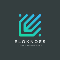 abstract letter CE or V W logo design with lines concept. This logo has the meaning of information, data, fingerprint, group, community, progress, growth. Technology digital concept.- vector