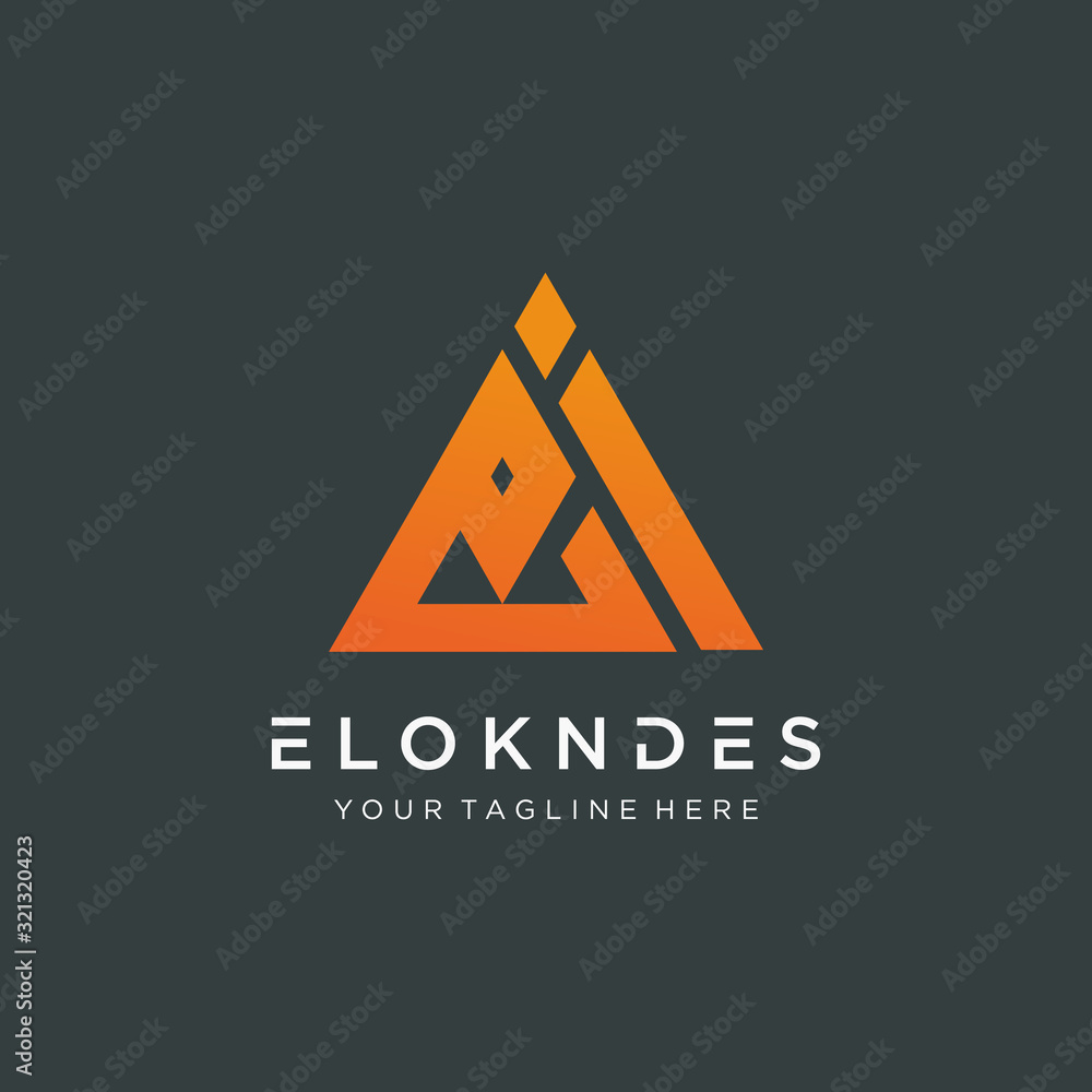 Poster initial letter e i minimalist art logo with triangle concept. creative minimal logo icon design with