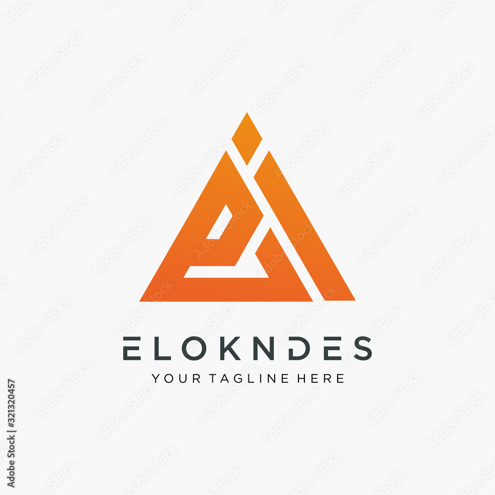 Poster initial letter e i minimalist art logo with triangle concept. creative minimal logo icon design with