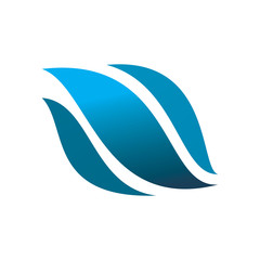 nature blue leaf wave logo design