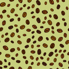 Seamless vector pattern with hand drawn coffee beans in sketch style. Can be used for wallpaper, pattern fills, web page background,surface textures